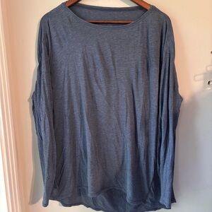 Lululemon Back in Action Long Sleeve Heathered Code Blue Womens Large XL
